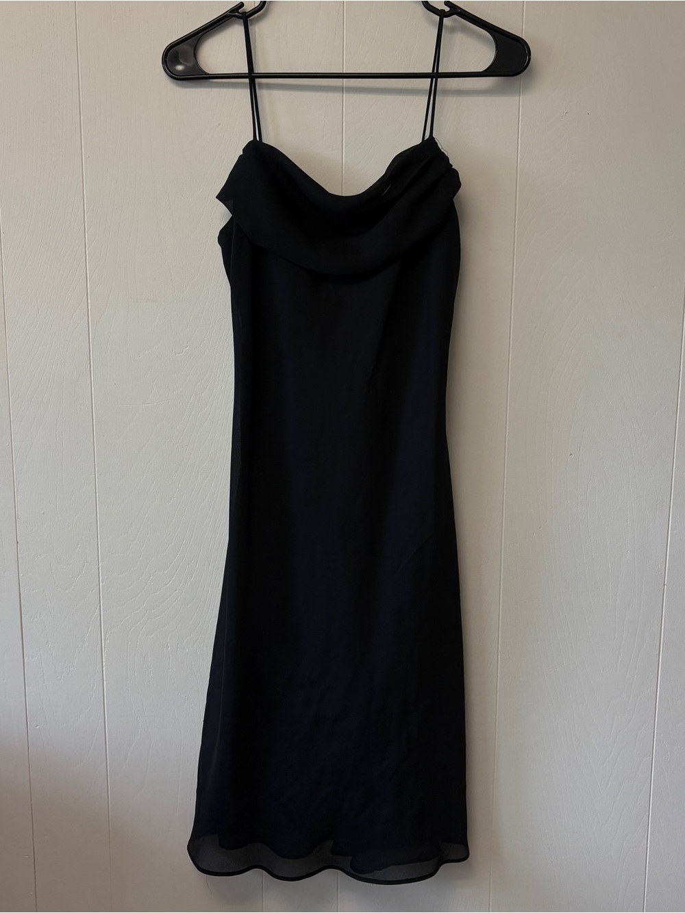 Onyx Nite Black Midi Slip Dress with Cowl Neck
